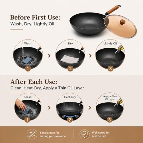Uncoated carbon steel flat bottom stir fry pan — photo 5