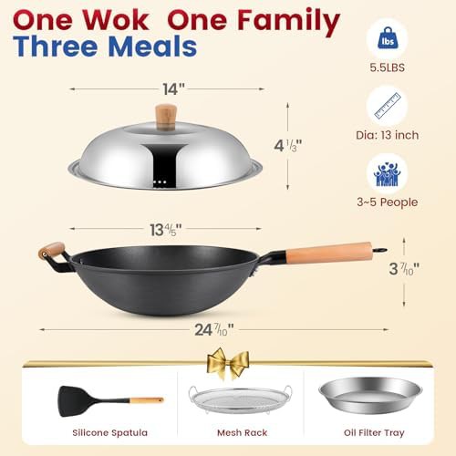 Cast Iron Nonstick Stir Fry Pan with Lid — photo 2