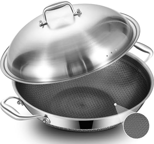 Fourteen Half Inch Riveted Handle Hybrid Wok