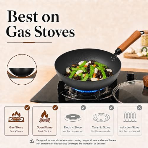 Small round bottom wok with glass lid — photo 4