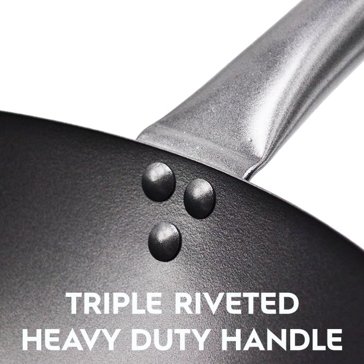 Carbon steel flat bottom professional wok — photo 4
