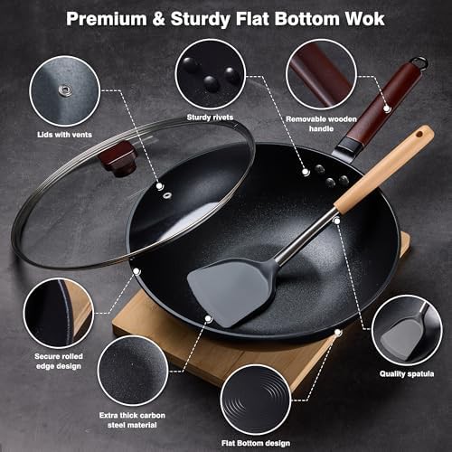 Nonstick carbon steel wok glass lid — photo 5