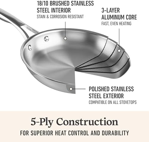 Polished five ply stainless steel induction wok — photo 3