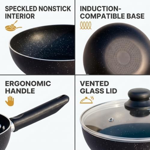 Non-stick aluminum deep wok with lid — photo 3