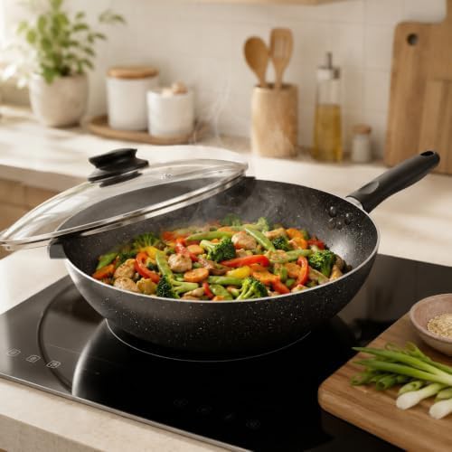 Non-stick aluminum deep wok with lid — photo 5