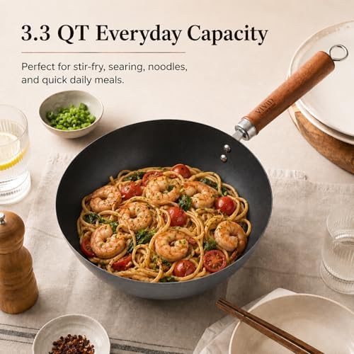 Flat bottom carbon steel wok frying pan — photo 3