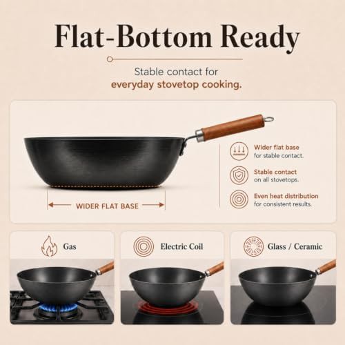 Flat bottom carbon steel wok frying pan — photo 5