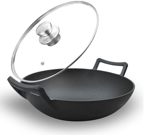 Flat Bottom Cast Iron Wok 12 inch