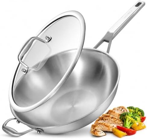 Thirteen Inch Stainless Steel Wok with Detachable Handle
