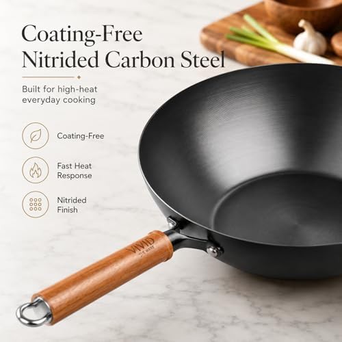 Deep flat bottom induction carbon steel wok — photo 4