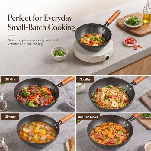 Deep flat bottom induction carbon steel wok — photo 5