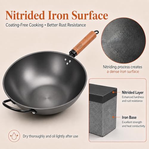 Flat bottom induction wok with helper handle — photo 4