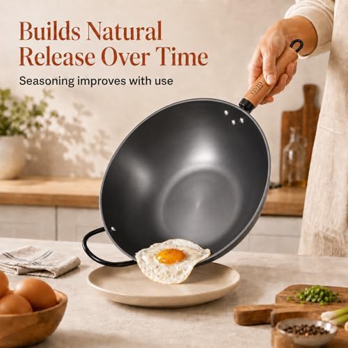 Flat bottom induction wok with helper handle — photo 5