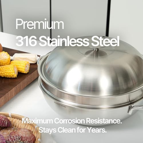Heavy duty stainless steel steamer wok — photo 4