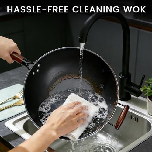 Nonstick flat bottom wok with lid — photo 5