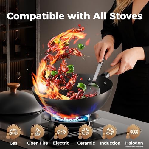 Nonstick carbon steel 12 in camping wok — photo 3