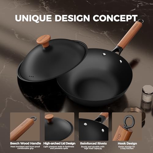Nonstick carbon steel 12 in camping wok — photo 4