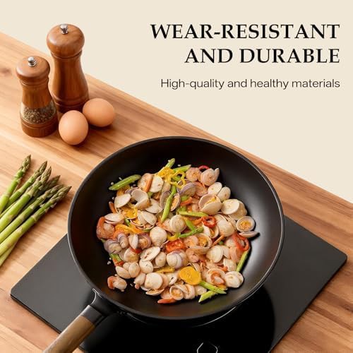 Black nonstick wok pan with lid — photo 5