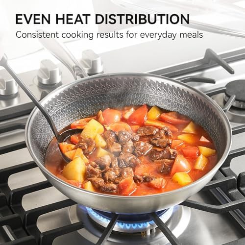 Honeycomb stainless steel stir fry pan 12.2 in — photo 3