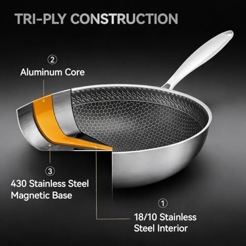 Honeycomb stainless steel stir fry pan 12.2 in — photo 5