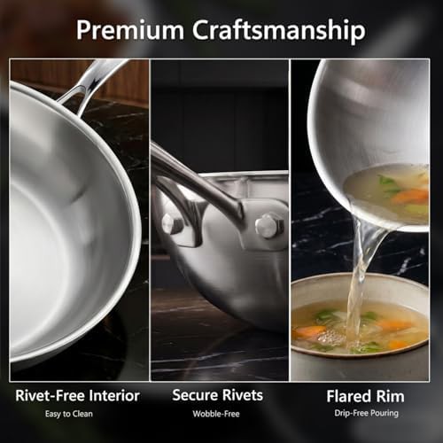 Tri-ply stainless steel flat bottom wok — photo 5