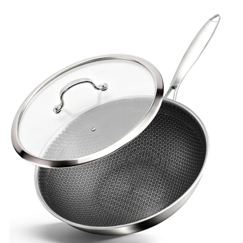 12.2" Tri-Ply Stainless Steel Wok with Glass Lid