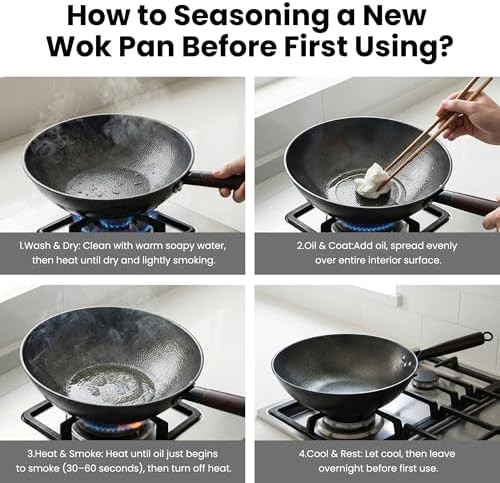 Carbon steel flat bottom 13 in wok with lid — photo 4