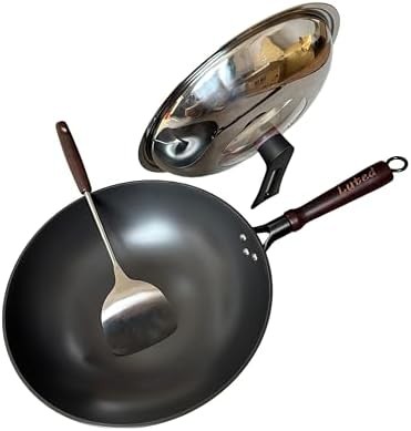 Luted 13-4-inch Chinese cast iron wok