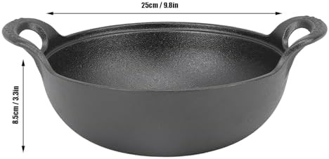 Pre-seasoned cast iron wok with wooden lid — photo 5