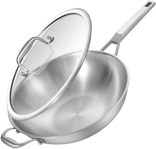 Fourteen Inch Stainless Steel Wok with Detachable Handle