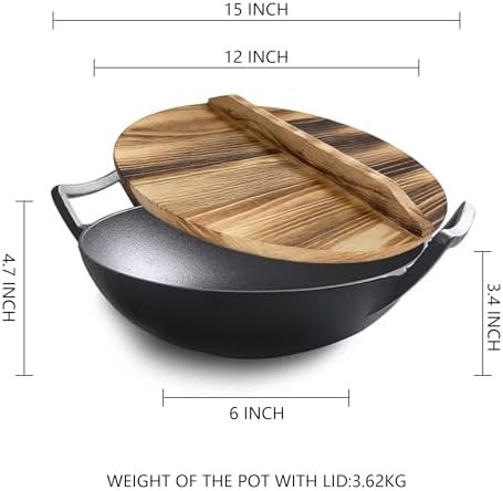 Professional cast iron wok with loop handles — photo 5