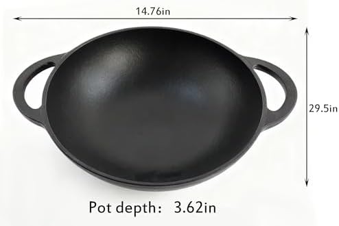 Pre-seasoned cast iron round bottom frying pan — photo 3