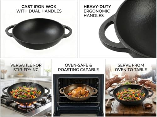 Pre-seasoned cast iron round bottom frying pan — photo 5