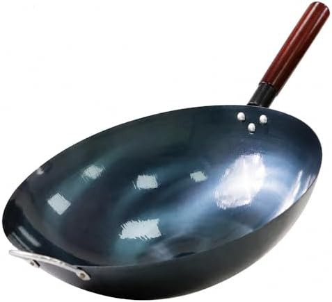 Flat Bottom Blue Carbon Steel Induction Wok