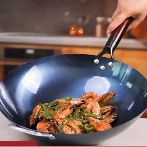 Flat Bottom Blue Carbon Steel Induction Wok — photo 3