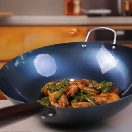Flat Bottom Blue Wok with Ergonomic Handle — photo 4