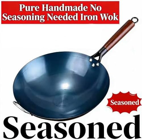Flat Bottom Blue Wok with Ergonomic Handle — photo 5
