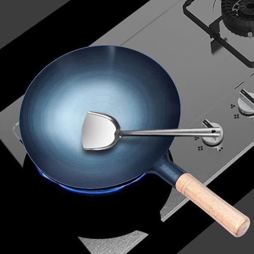 Traditional blue carbon steel round wok 14 in — photo 3