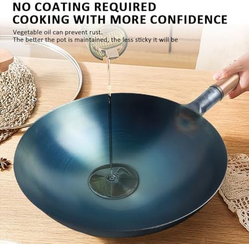Traditional blue carbon steel round wok 14 in — photo 5