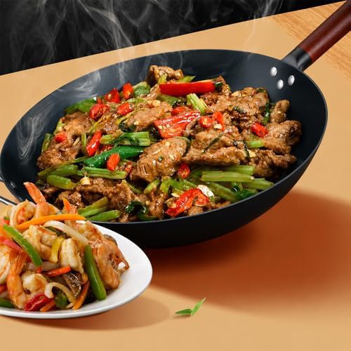 Natural Non-Stick Round Bottom Carbon Wok — photo 4