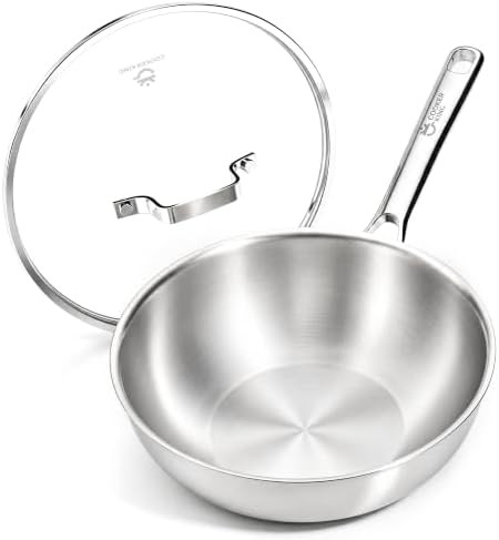 Stainless steel deep stir fry wok 10 in