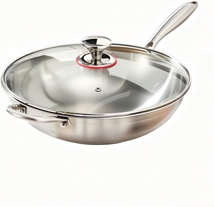 Stainless steel wok with detachable handle