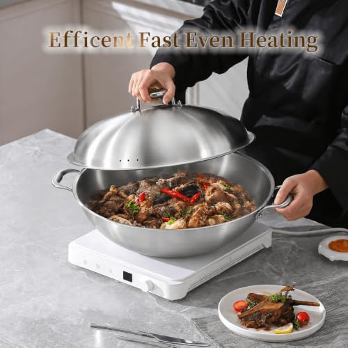 Large Flat Bottom Induction Stir Fry Pan — photo 4