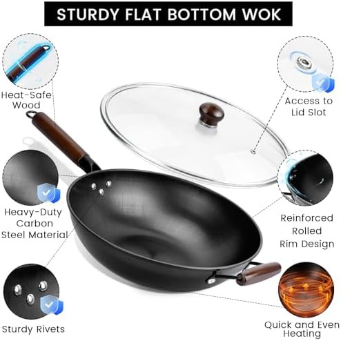 Uncoated carbon steel stir fry pan — photo 3