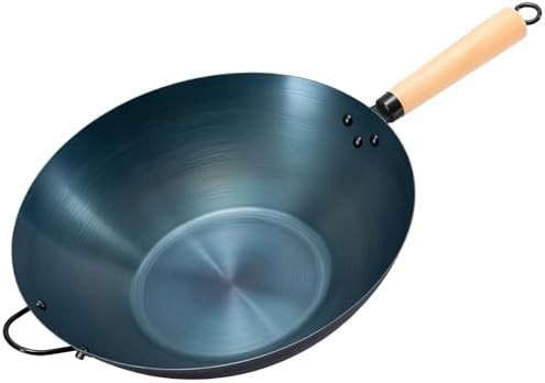 Pre-seasoned blue carbon steel pow wok