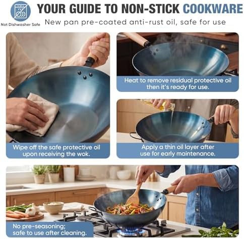 Pre-seasoned blue carbon steel pow wok — photo 4