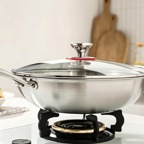 Tri-ply stainless steel wok with glass lid — photo 3