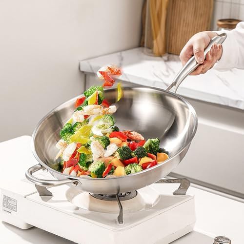 Tri-ply stainless steel wok with glass lid — photo 4