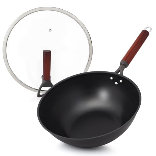 Carbon Steel Wok Pan with Lid