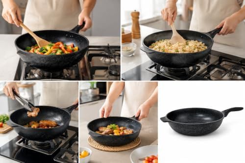 Large Marble Coated Aluminum Nonstick Wok — photo 3